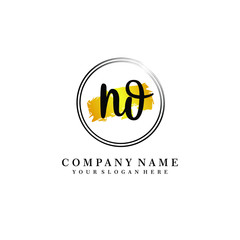 Initial NO handwriting logo, and brush circle template 
