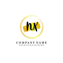 Initial NX handwriting logo, and brush circle template 