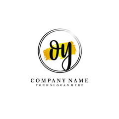 Initial OY handwriting logo, and brush circle template 