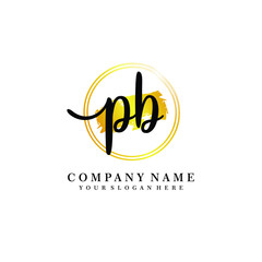 Initial PB handwriting logo, and brush circle template 