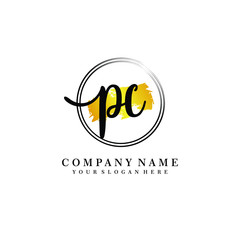 Initial PC handwriting logo, and brush circle template 