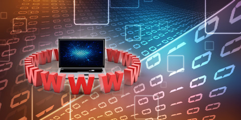 3d rendering Padlock with www