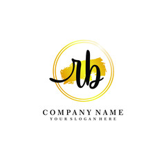 Fototapeta premium Initial RB handwriting logo, and brush circle template 