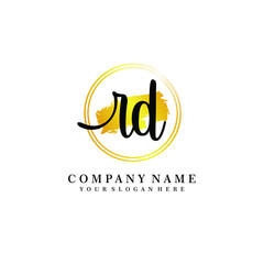 Initial RD handwriting logo, and brush circle template 