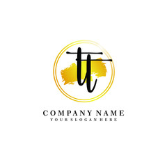 Initial TT handwriting logo, and brush circle template 
