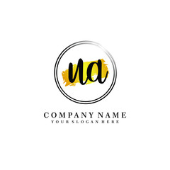 Fototapeta premium Initial UA handwriting logo, and brush circle template 