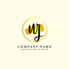 Initial UZ handwriting logo, and brush circle template 