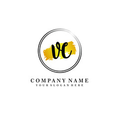 Initial VC handwriting logo, and brush circle template 