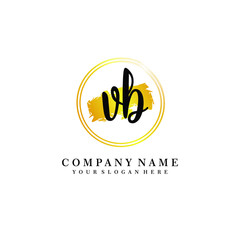 Initial VB handwriting logo, and brush circle template 