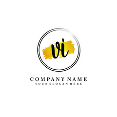 Initial VI handwriting logo, and brush circle template 