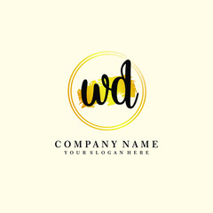Initial WD handwriting logo, and brush circle template 