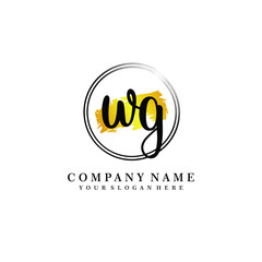 Initial WG handwriting logo, and brush circle template 