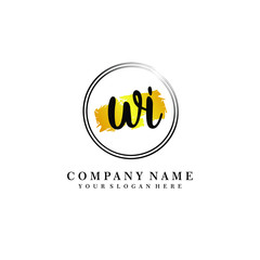 Initial WI handwriting logo, and brush circle template 