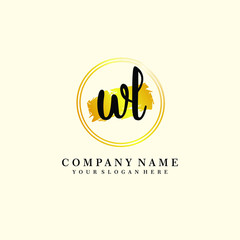 Initial WL handwriting logo, and brush circle template 