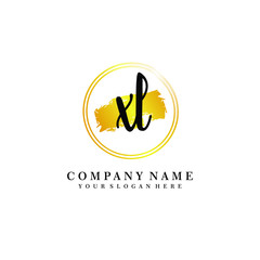 Initial XL handwriting logo, and brush circle template 