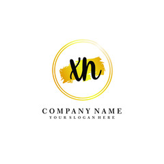Initial XN handwriting logo, and brush circle template 