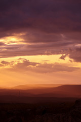 Country sunset with orange tones in the sky