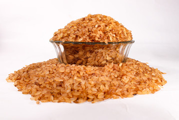 Close up Rice devzira Red with white background 