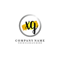Initial XQ handwriting logo, and brush circle template 