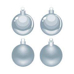 Christmas silver vector cartoon and mesh ornaments