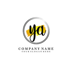 Obraz premium Initial YA handwriting logo, and brush circle template 