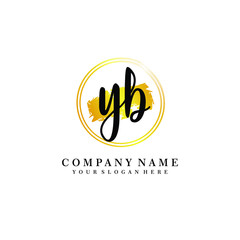 Initial YB handwriting logo, and brush circle template 