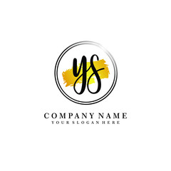 Fototapeta premium Initial YS handwriting logo, and brush circle template 