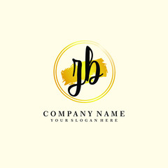 Initial ZB handwriting logo, and brush circle template 