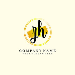Fototapeta premium Initial ZH handwriting logo, and brush circle template 