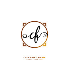 Initial letter CF handwriting Logo Vector