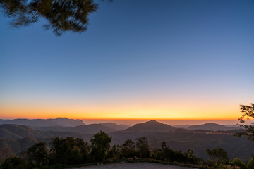 beautiful blue sky high peak mountains mist fog wildlife green forest at Khao Koh Phu Tub Berk Phetchabun Thailand guiding idea long weekend for backpacker camping hiking  