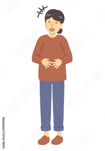 赤い服を着たお腹を抱えて笑う女の子 Wall Mural Wallpaper Murals Enra