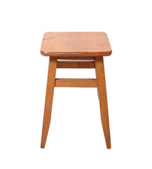 Wooden stool. Isolated with handmade clipping path.
