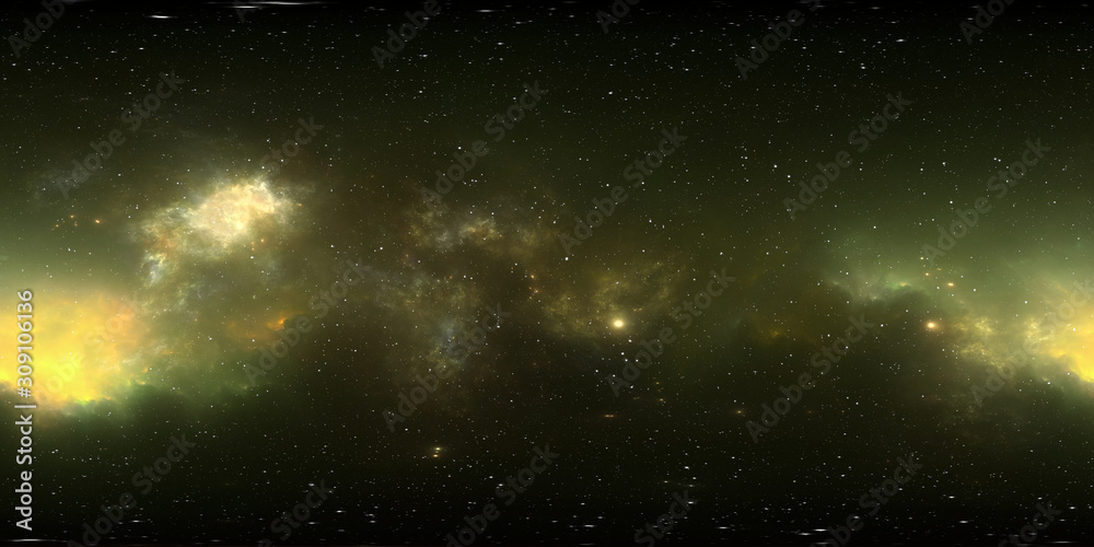 Sticker 360 degree stellar system and gas nebula. panorama, environment 360 hdri map. equirectangular projec