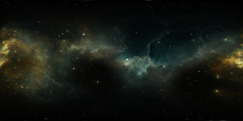 360 degree stellar system and gas nebula. Panorama, environment 360 HDRI map. Equirectangular projection, spherical panorama