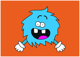 Funny colorful cartoon comic fury round characters with different emotions. Cute game assets. Vector illustration, isolated icons on color background.