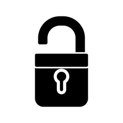 Icon unlock in glyph style. vector illustration and editable stroke. Isolated on white background.