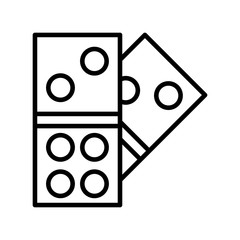 Icon dominoes in outline style. vector illustration and editable stroke. Isolated on white background.