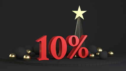 3d red text of discount sale on black christmas background