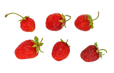 set of strawberries isolated on white background