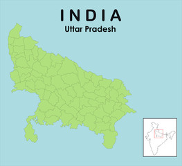 Obraz premium Uttar Pradesh district map. New map of Uttar Pradesh vector illustration