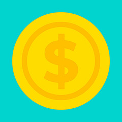 Golden dollar icon. Color vector illustration. Money sign.