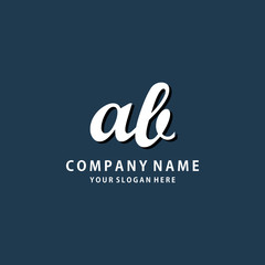 Initial AB white color logo template 