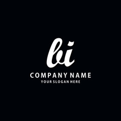 Initial BI white color logo template 