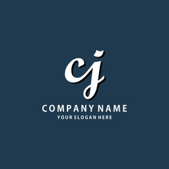 Fototapeta premium Initial CJ white color logo template 