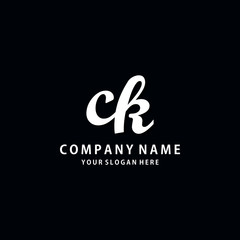 Initial CK white color logo template 