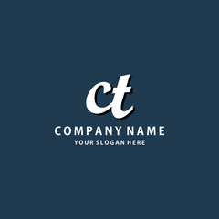 Fototapeta premium Initial CT white color logo template 