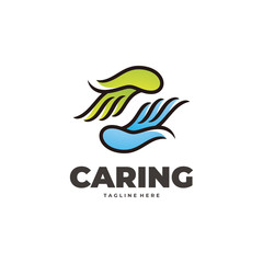 Minimalist Line Monoline Hand Finger Icon Illustration, Care Caring Logo Design