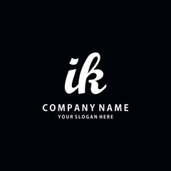 Initial IK white color logo template 