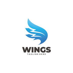 Wing Feather Icon, Bird Flying Aviation Logo Design